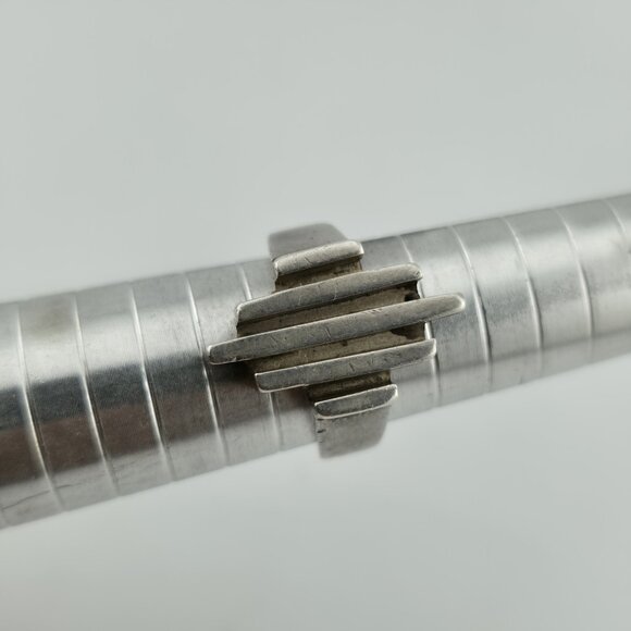 Sterling Silver Ring Mid Century Brutalist Abstract Native M.R Mexico Size 8 - Picture 4 of 14